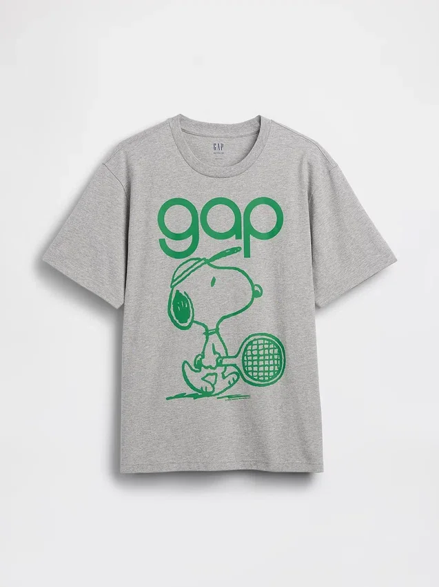 Snoopy-logotyp, T-shirt med avslappnad passform och tryck