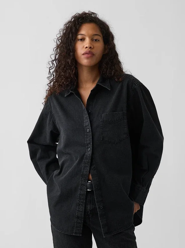 Stor denimskjorta