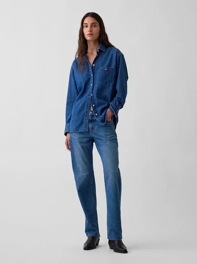 Stor denimskjorta