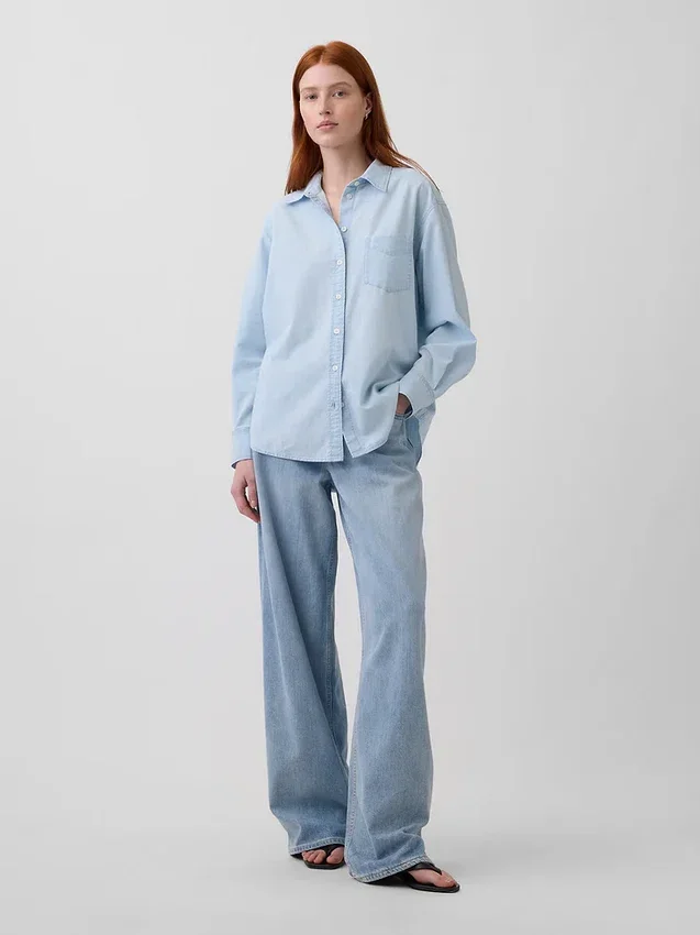 Stor denimskjorta