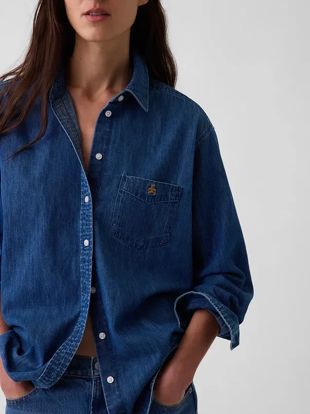 Stor denimskjorta