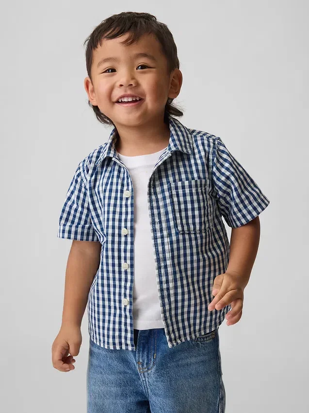 Stor skjorta i gingham-denim för Baby & Småbarn