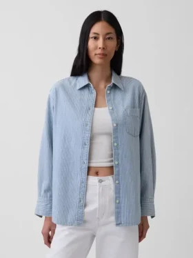 Stor skjorta i randig denim