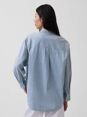 Stor skjorta i randig denim