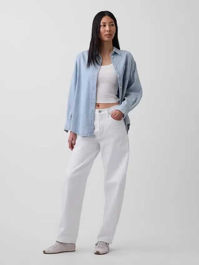 Stor skjorta i randig denim