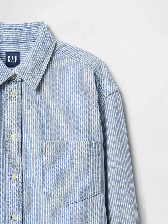 Stor skjorta i randig denim