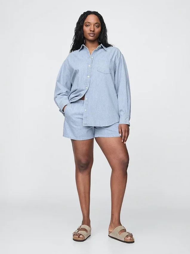 Stor skjorta i randig denim