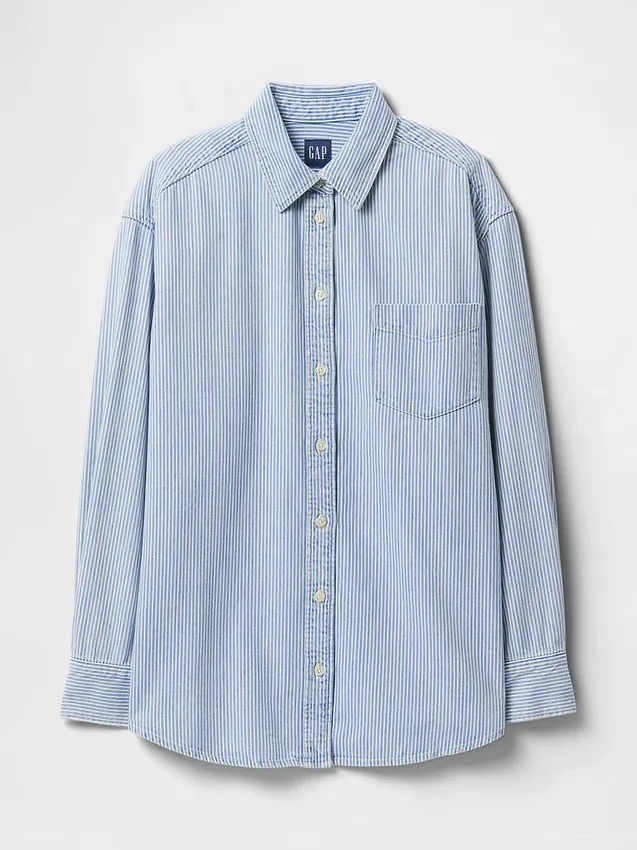 Stor skjorta i randig denim