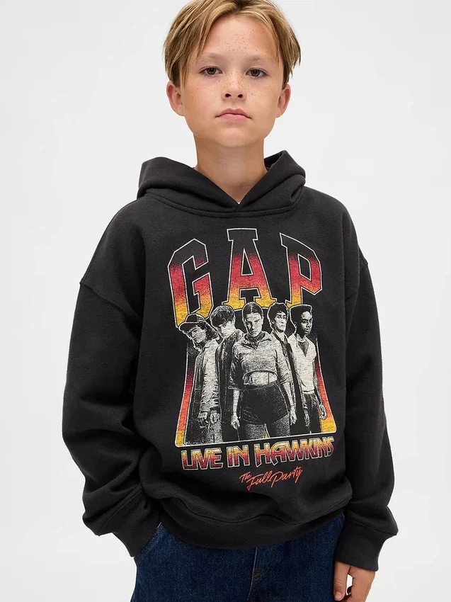 Stranger Things barn-hoodie i Vintagesoft med tryck