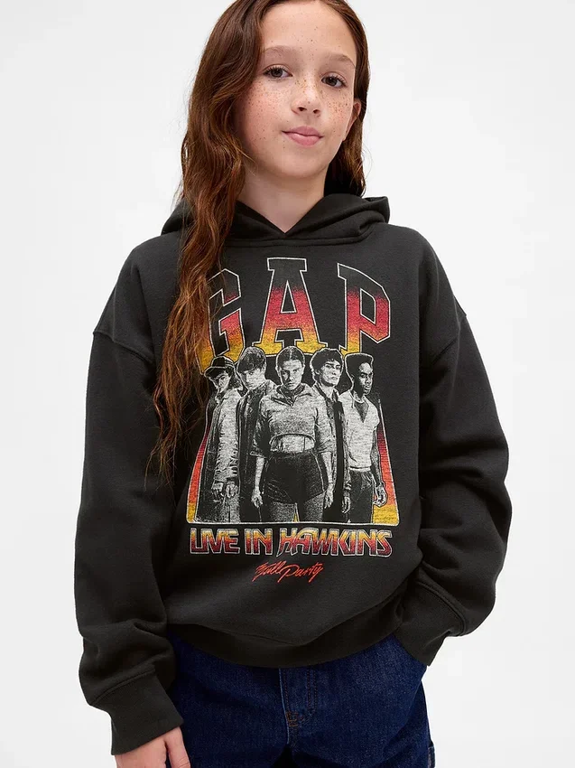 Stranger Things barn-hoodie i Vintagesoft med tryck