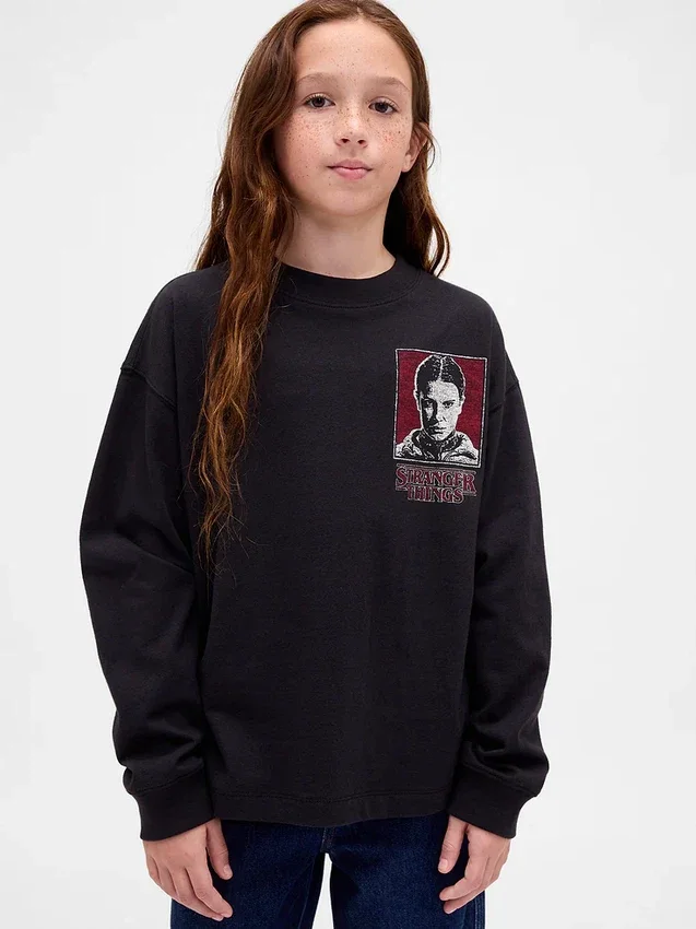 Stranger Things-T-shirt med tryck för barn