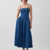 Strapless maxiklänning i denim