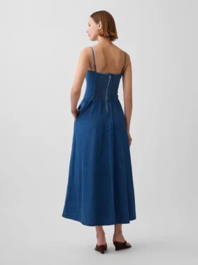 Strapless maxiklänning i denim