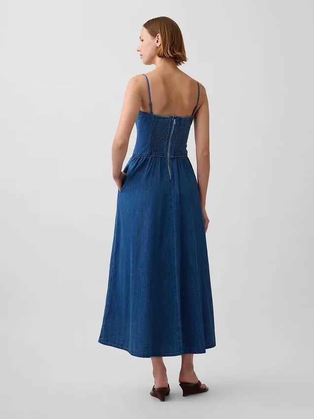 Strapless maxiklänning i denim