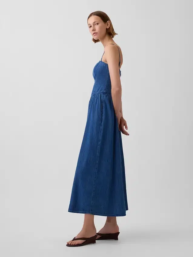 Strapless maxiklänning i denim