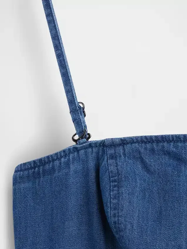 Strapless maxiklänning i denim