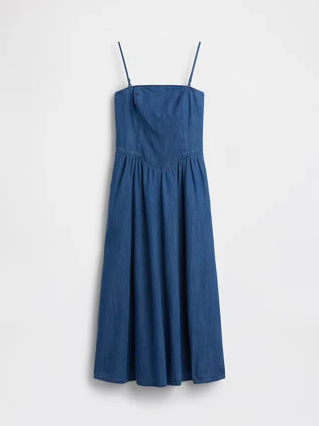 Strapless maxiklänning i denim