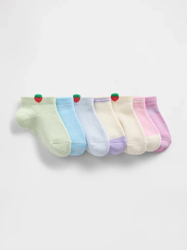 Strawberry No Show-strumpor för Baby & Småbarn (7-pack)