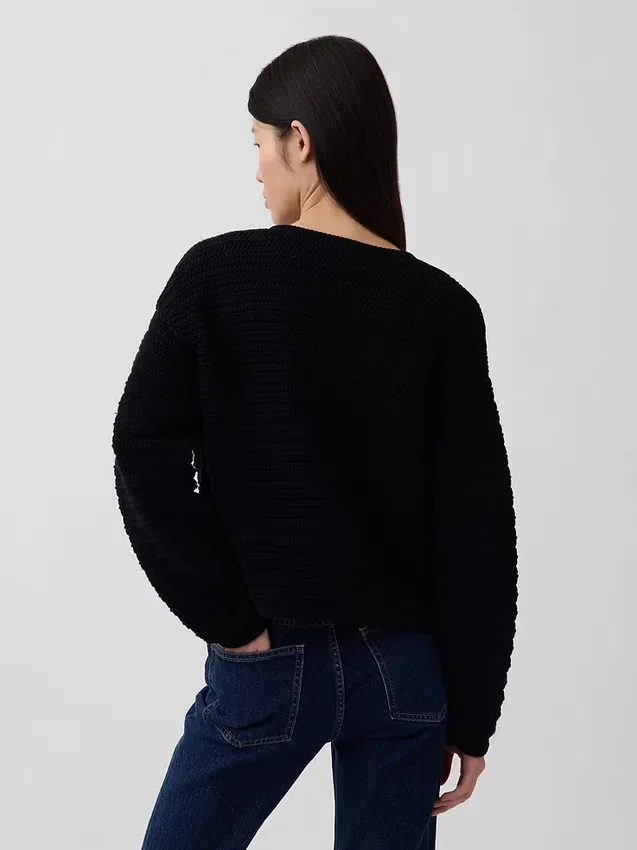 Strickad tröja i 100 % bomull med struktur