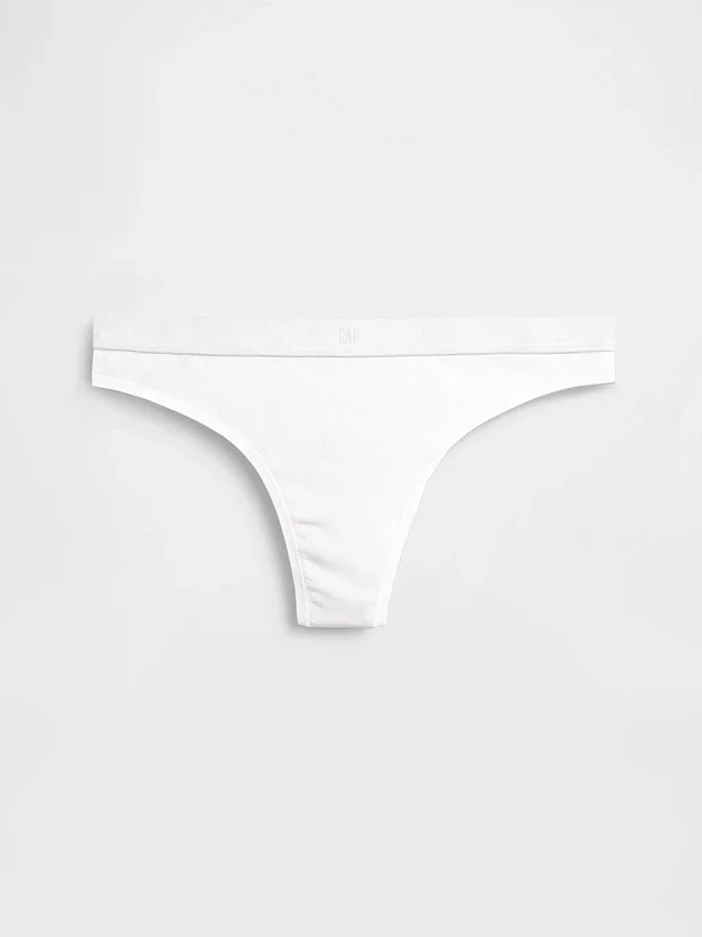 Strängtrosa i ekologisk stretchbomull med logotyp