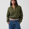 Strukturerad bomullströja i oversized-modell med halv dragkedja