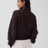Strukturerad bomullströja i oversized-modell med halv dragkedja