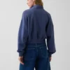 Strukturerad bomullströja i oversized-modell med halv dragkedja