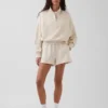 Strukturerad bomullströja i oversized-modell med halv dragkedja