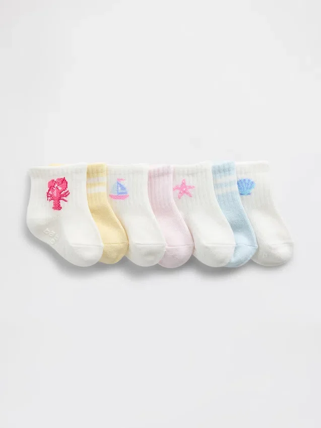 Strumpor för småbarn, Beachy Quarter Crew (7-pack)
