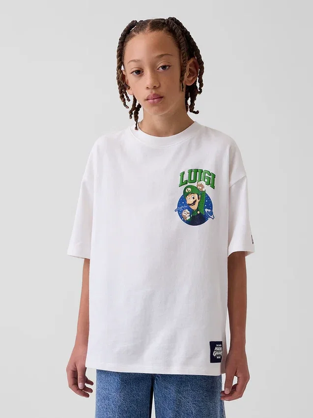 Super Mario-T-shirt med tryck i avslappnad passform för barn