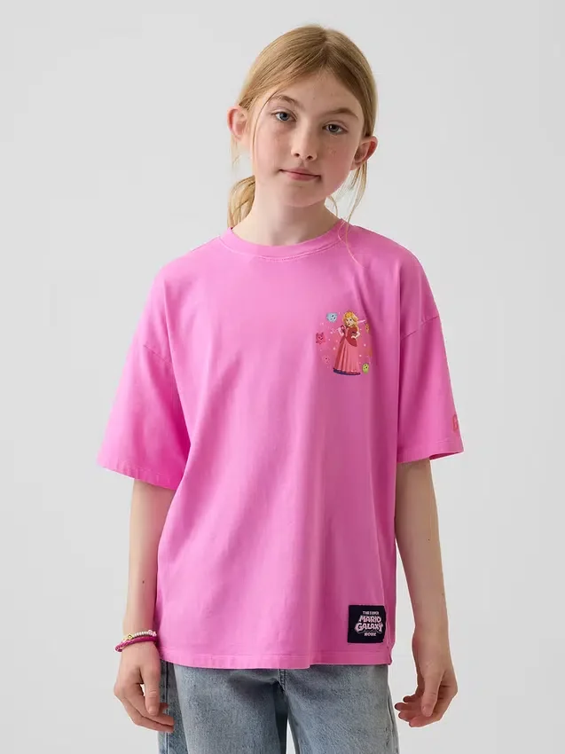 Super Mario-T-shirt med tryck i avslappnad passform för barn