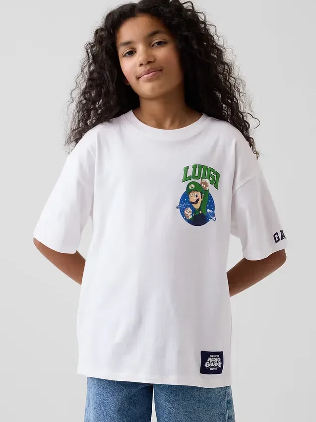 Super Mario-T-shirt med tryck i avslappnad passform för barn