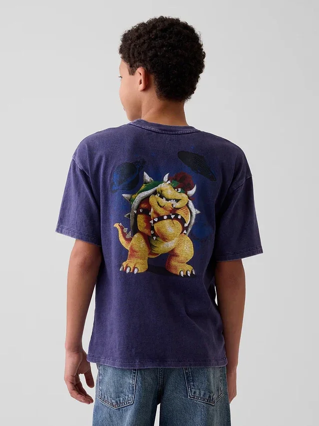 Super Mario-T-shirt med tryck i avslappnad passform för barn