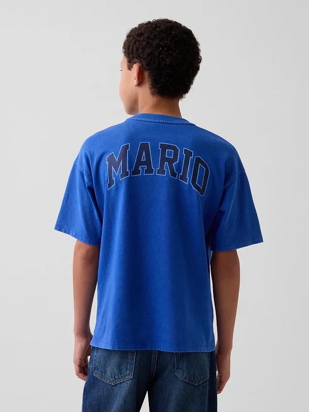 Super Mario-T-shirt med tryck i avslappnad passform för barn