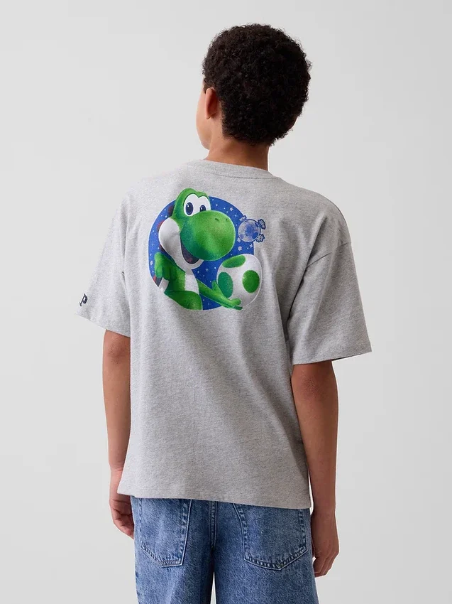Super Mario-T-shirt med tryck i avslappnad passform för barn