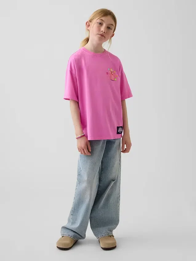 Super Mario-T-shirt med tryck i avslappnad passform för barn