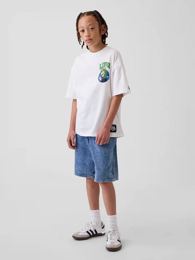 Super Mario-T-shirt med tryck i avslappnad passform för barn