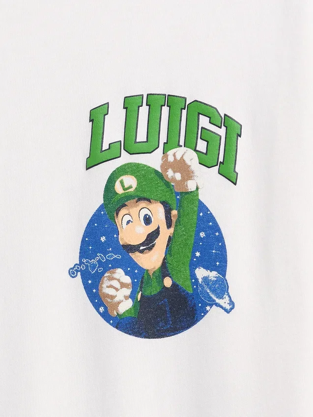 Super Mario-T-shirt med tryck i avslappnad passform för barn