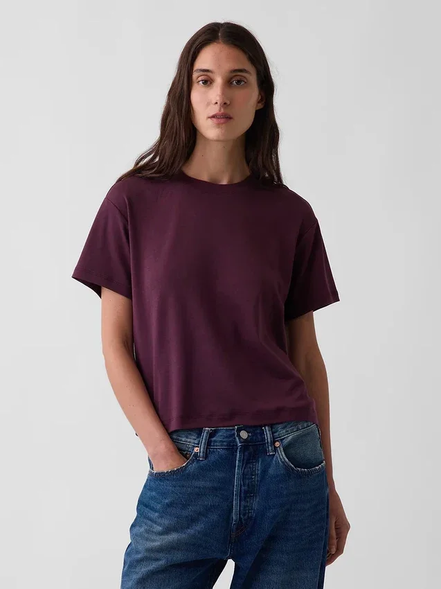 Supima®-bomullst-shirt i avslappnad passform