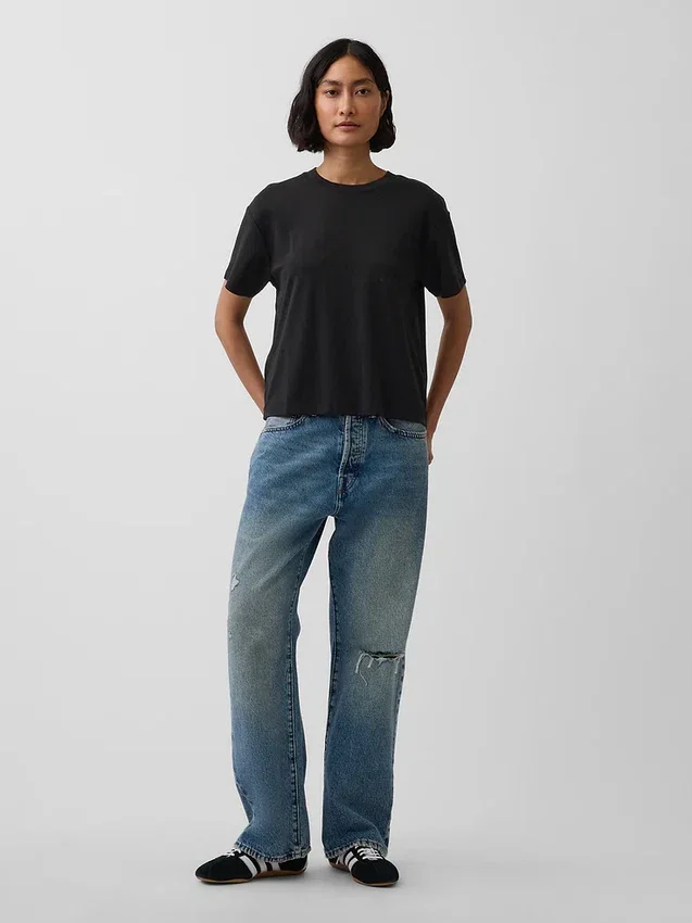 Supima®-bomullst-shirt i avslappnad passform