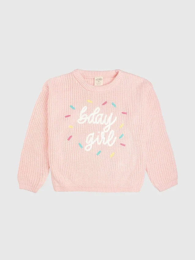 Sweet Wink Birthday Girl Sprinkle-stickad tröja