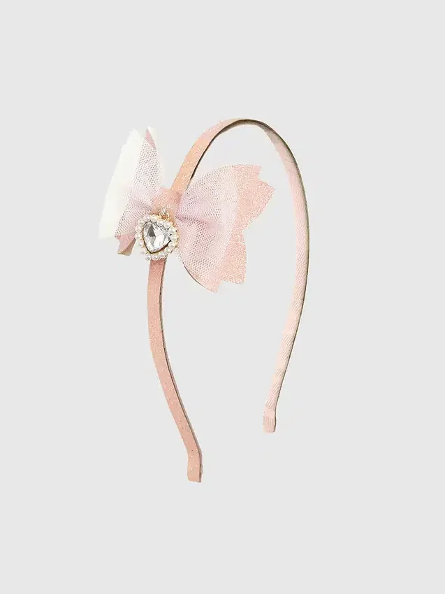 Sweet Wink hårband med hjärtcharm och glitterrosett