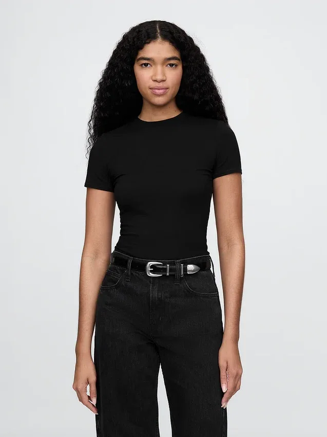 T-shirt-bodysuit i tättstickad jersey