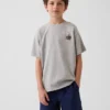 T-shirt för barn i tjockt tyg med avslappnad passform och Gap Logo