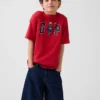 T-shirt för barn i tjockt tyg med avslappnad passform och Gap Logo