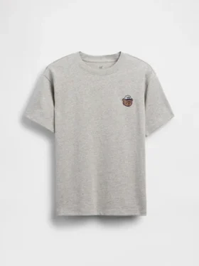 T-shirt för barn i tjockt tyg med avslappnad passform och Gap Logo