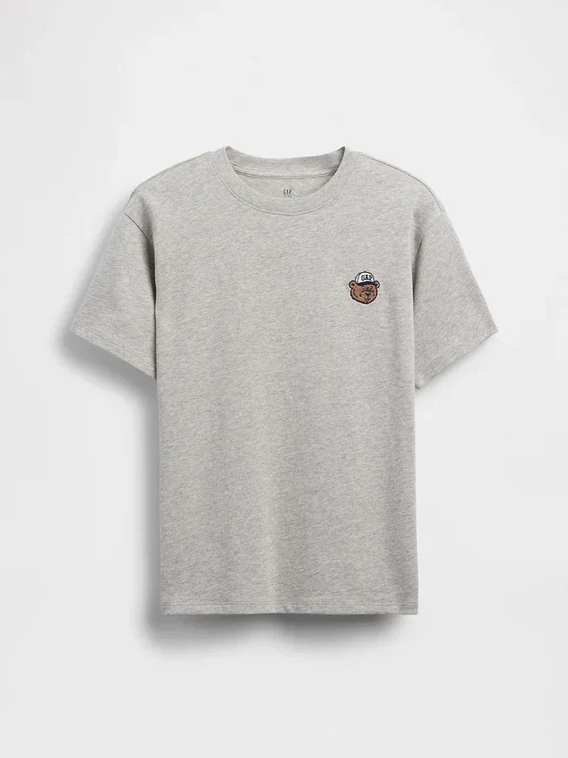 T-shirt för barn i tjockt tyg med avslappnad passform och Gap Logo