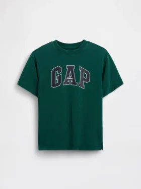 T-shirt för barn i tjockt tyg med avslappnad passform och Gap Logo