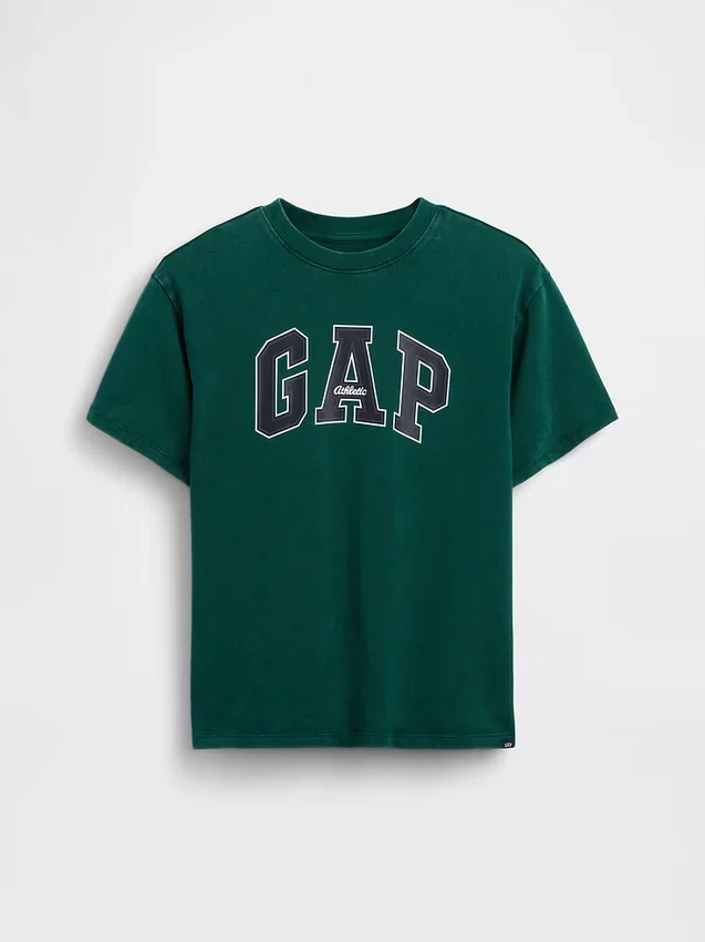 T-shirt för barn i tjockt tyg med avslappnad passform och Gap Logo