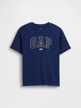 T-shirt för barn i tjockt tyg med avslappnad passform och Gap Logo